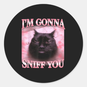 Sticker Rond Chat va renifler drôle dire brainrot chats mème