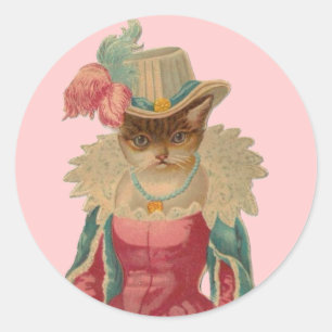 Sticker Rond Chat vintage