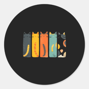 Sticker Rond Chat Vintage Moderne du Milieu du Siècle Chats Ins
