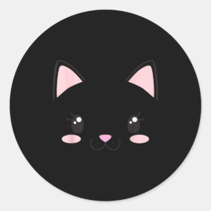 Sticker Rond Chat visage chatons cils mignon drôle halloween