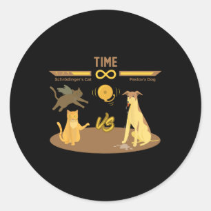 Sticker Rond Chat Vs Pavlovs Chien Drôle Jeu Vidéo Drôle
