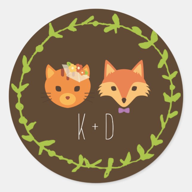 Sticker Rond Chat Whimsland et mariage Fox (Devant)