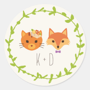 Sticker Rond Chat Whimsland et mariage Fox