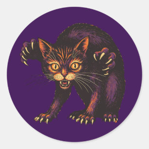 Sticker Rond Chat Zombie Drôle Effrayant Mignon Chat Mort