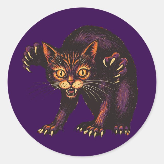 Sticker Rond Chat Zombie Drôle Effrayant Mignon Chat Mort (Devant)