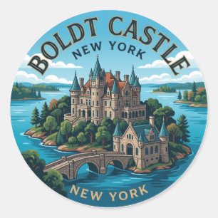 Sticker Rond Château Boldt, île Heart, Mille Îles