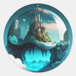 Sticker Rond Château Dans Crystal Ball