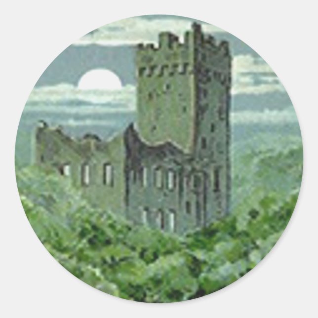 Sticker Rond Château de Blarney vert Irlande (Devant)