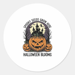 Sticker Rond Château de citrouille d'Halloween Vintage T-shirt
