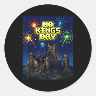 Sticker Rond Château de jeu vidéo pixel de No Kings Day