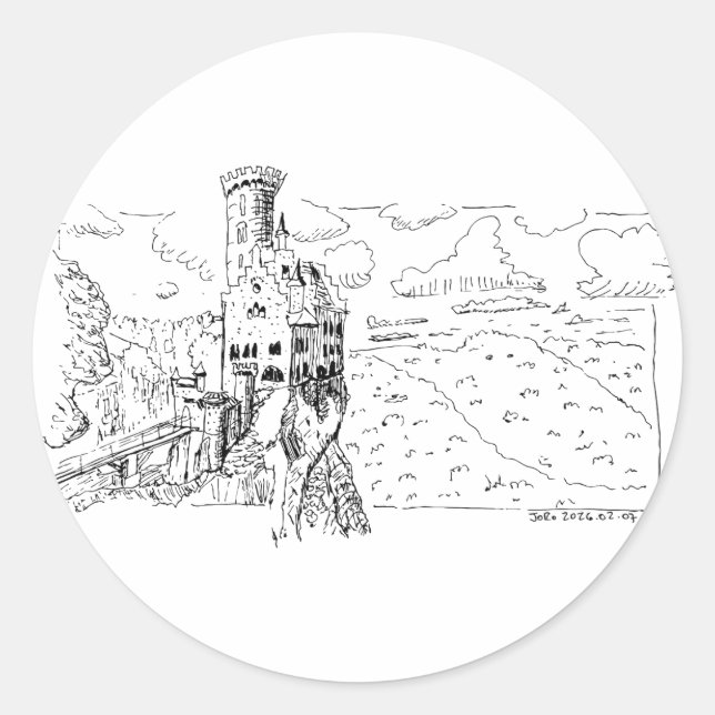 Sticker Rond Château de Lichtenstein (Devant)