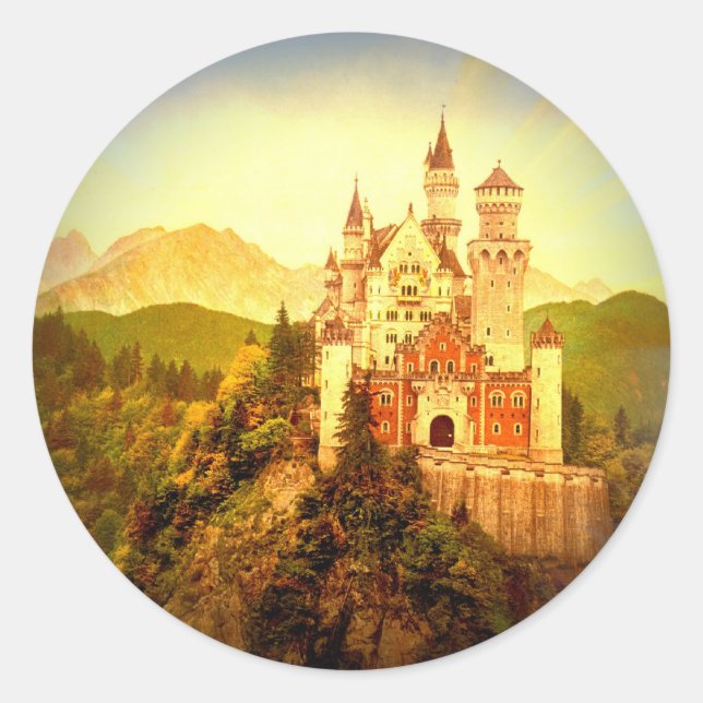 Sticker Rond Château de Neuschwanstein (Devant)