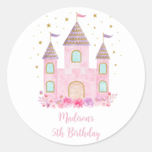 Sticker Rond Château de Princess Pink Gold Anniversaire
