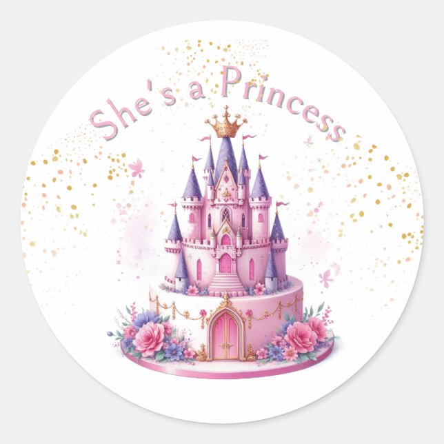 Sticker Rond Château de princesse rose  (Devant)