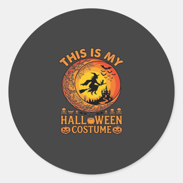 Sticker Rond Château de sorcière de costume d'Halloween Chaudro (Devant)