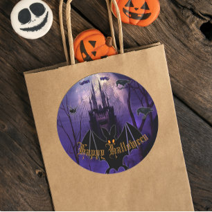 Sticker Rond Château déplaisant Haunted Halloween