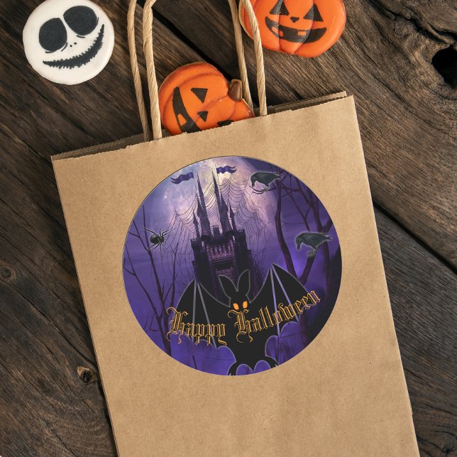 Sticker Rond Château déplaisant Haunted Halloween (Créateur téléchargé)