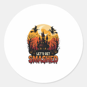 Sticker Rond Château Hanté Halloween Sorcières Faisons Nous Écl