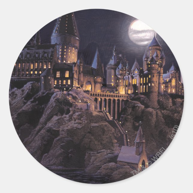 Sticker Rond Château Harry Potter | Grand Lac à Poudlard (Devant)