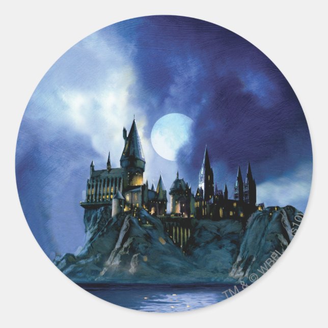 Sticker Rond Château Harry Potter | Poudlard la nuit (Devant)