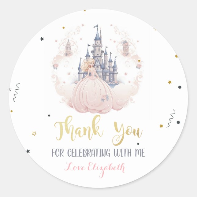 Sticker Rond Château Nuages Princesse Conte de Fées  (Devant)