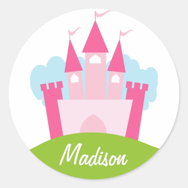 Sticker Rond Château Princess personnalisé (Devant)