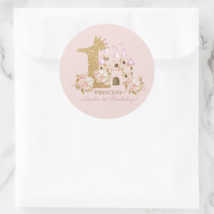 Sticker Rond Château Princesse 1er anniversaire