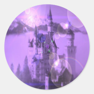 Sticker Rond Château romantique violet mariage gothique