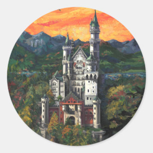 Sticker Rond Château Schloss Neuschwanstein