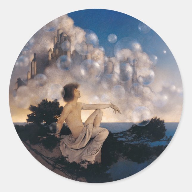 Sticker Rond Châteaux en Espagne de Maxfield Parrish 1904 Fanta (Devant)