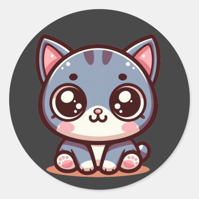 Sticker Rond chaton assis mignon (Devant)