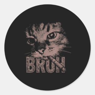 Sticker Rond Chaton cigarette drôle chat qui fume mème stupide