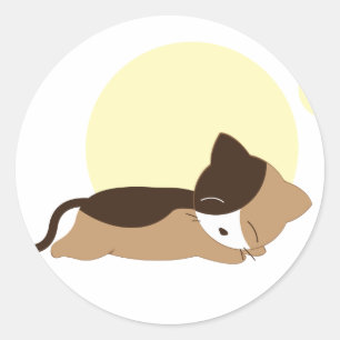 Sticker Rond Chaton couchant