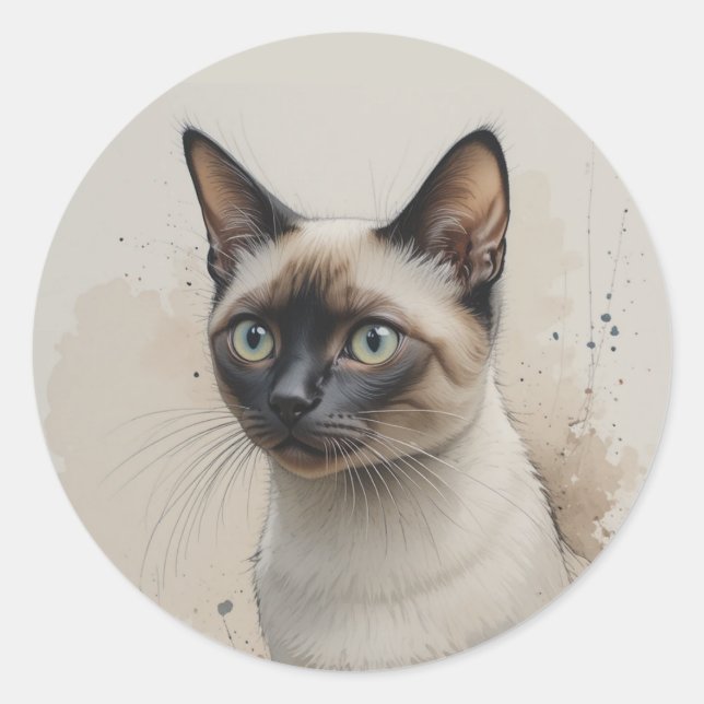 Sticker Rond Chaton d'animal de compagnie Chat siamois (Devant)