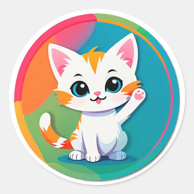 Sticker Rond Chaton joueur (Devant)