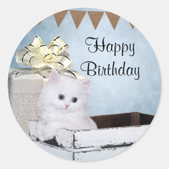 Sticker Rond Chaton perse blanc Annithrée (Devant)