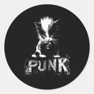 Sticker Rond Chaton Punk Chat Avec Mohawk Nge Design Gothique