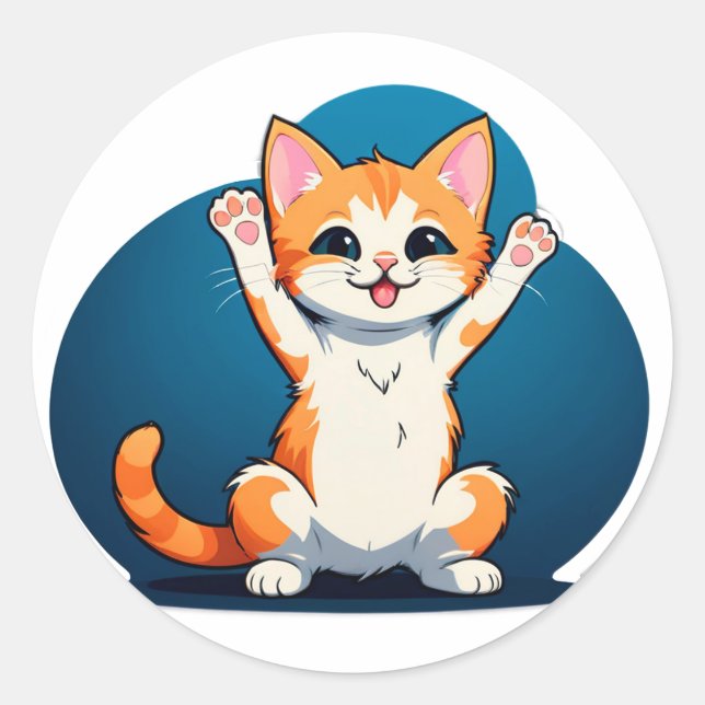 Sticker Rond Chaton Tabby Heureux (Devant)