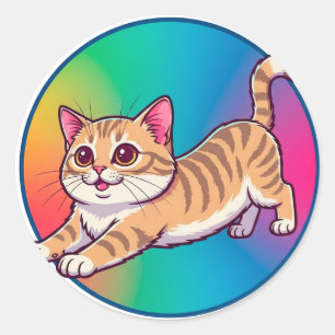 Sticker Rond Chaton tigré orange joueur