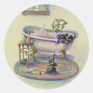 Sticker Rond CHATONS dans le BAQUET par SHARON SHARPE