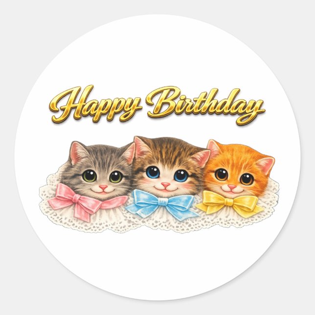 Sticker Rond Chatons de style victorien Rubans et dentelle Anni (Devant)