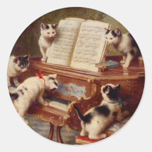 Sticker Rond Chatons et piano