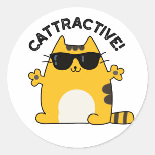 Sticker Rond Chatouilleux Amusant Chat Pun
