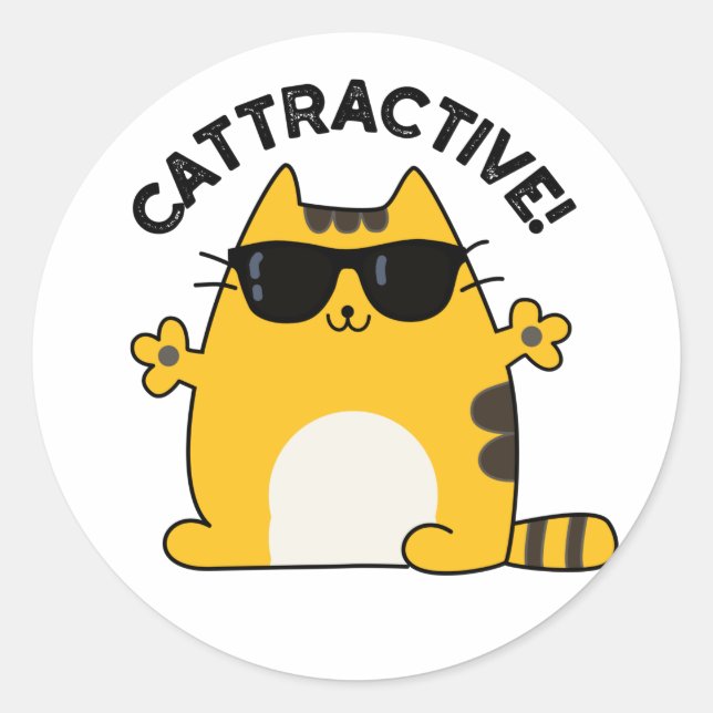 Sticker Rond Chatouilleux Amusant Chat Pun (Devant)
