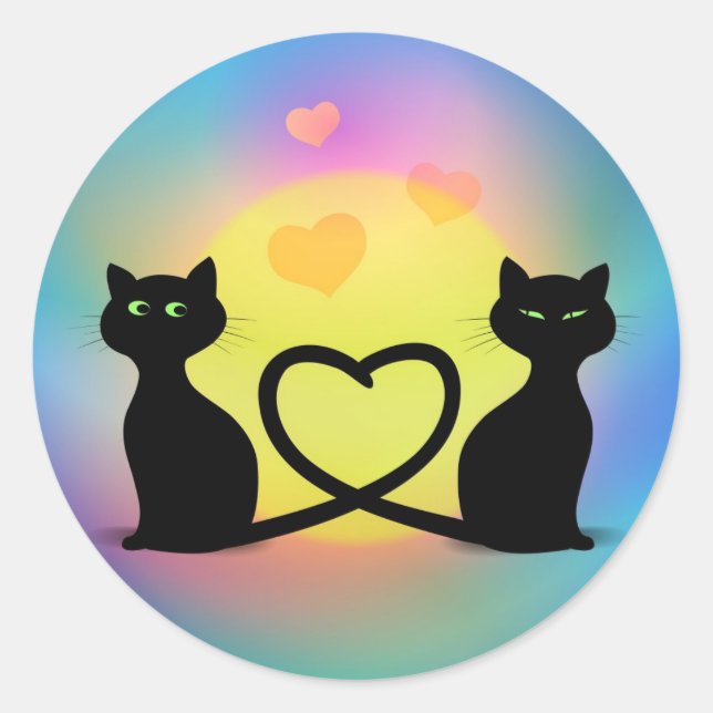Sticker Rond Chats amoureux (Devant)