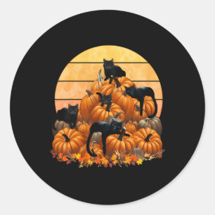 Sticker Rond Chats Automne Citrouilles Thanksgiving Matching