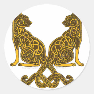Sticker Rond chats celtiques 6 bronze or