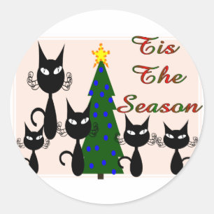 Sticker Rond chats "c'est la saison"