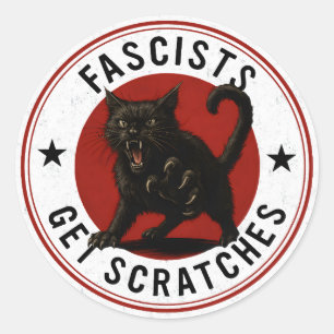 Sticker Rond Chats Contre les Fascistes