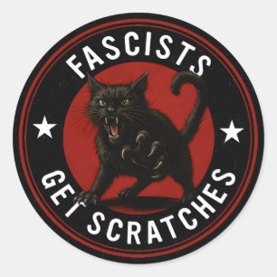Sticker Rond Chats Contre les Fascistes